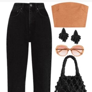 H&M Orange Jersey Cropped Tube Top SZ L